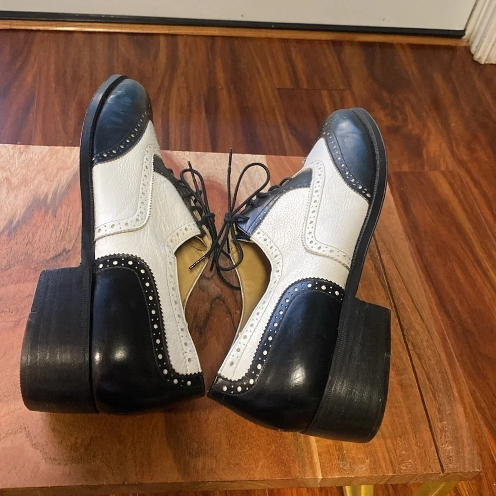VINTAGE Spectator BRAGANO for COLE HAAN Wingtip Oxford Dress Shoes 8 D ITALY